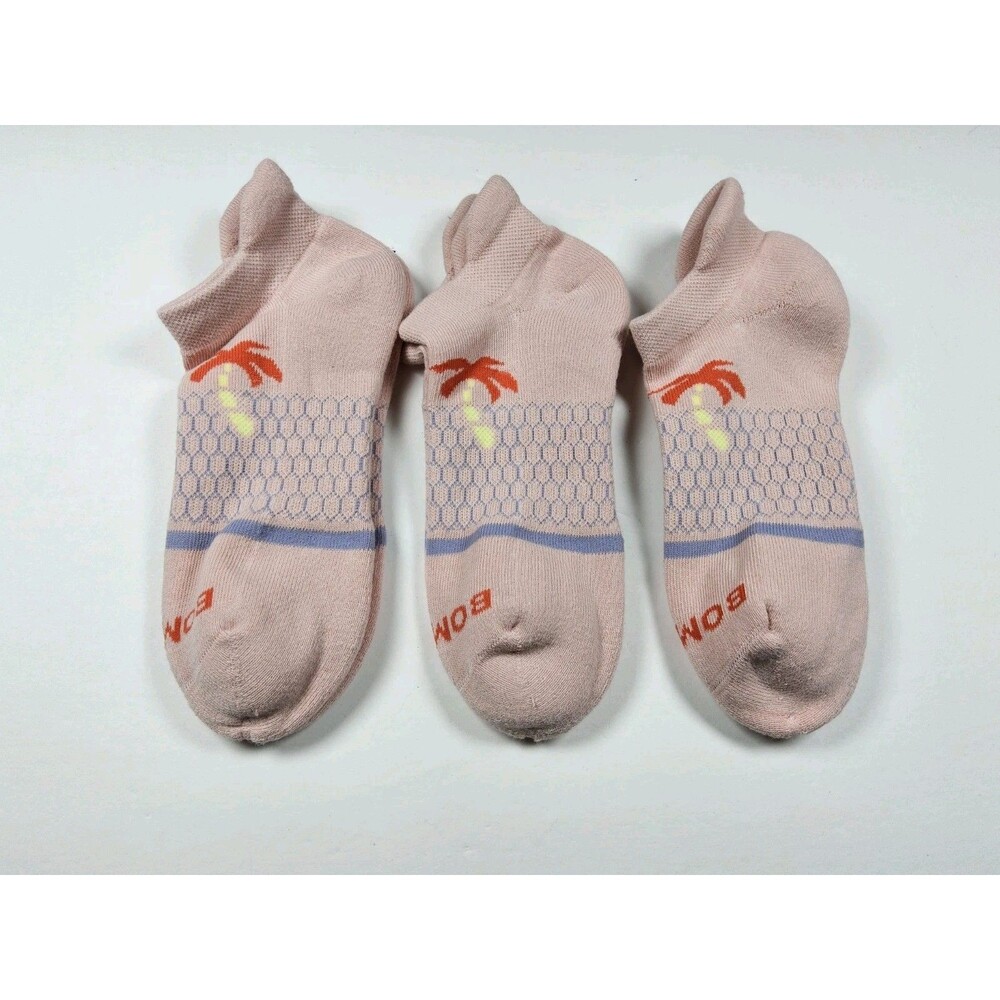 Bombas Palm Tree Pattern Athletic Ankle Socks Lot Of 3 Pairs Size M